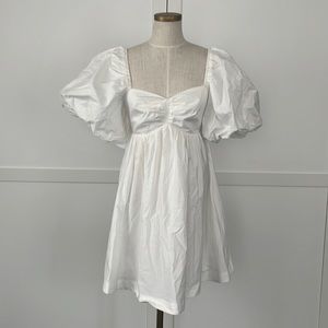 Steele Label Doreen Dress White Cotton Poplin Babydoll Dress. NWT. Lined. XS.